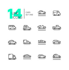 Cars - set of line design style icons