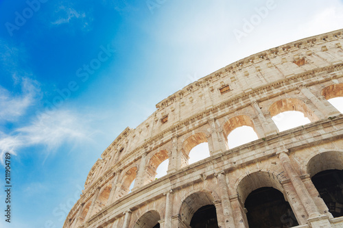 Plakat Koloseum lub Koloseum w centrum miasta Rzym, Włochy.