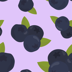 Wall Mural - Colorful hand drawn blueberry pattern