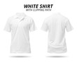 White shirt isolated on white background. Blank polo shirt for design. ( Clipping path )