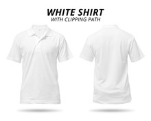 White Shirt Isolated On White Background. Blank Polo Shirt For Design. ( Clipping Path )