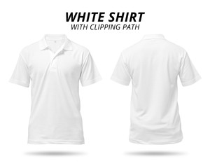 white shirt isolated on white background. blank polo shirt for design. ( clipping path )