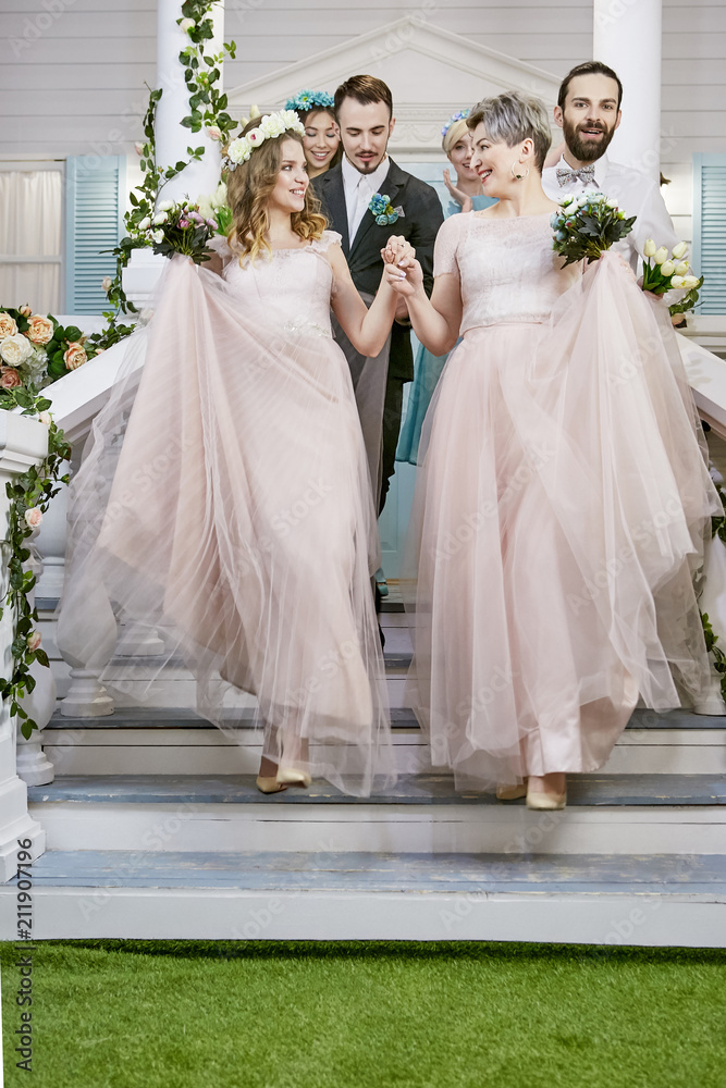lesbian wedding bridesmaid dresses Cowl Back Satin Bridesmaid Dress main image 1