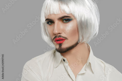 3 4 View Portrait Of A Male Beauty Blogger In A Button Up Shirt