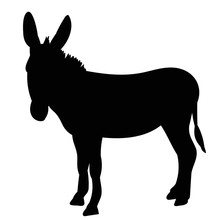 Vector, Isolated Black Silhouette Of A Donkey, It Is Worth