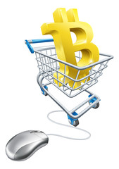 Wall Mural - Bitcoin Shopping Cart Computer Mouse Concept