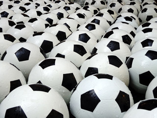 Lot of the soccer balls