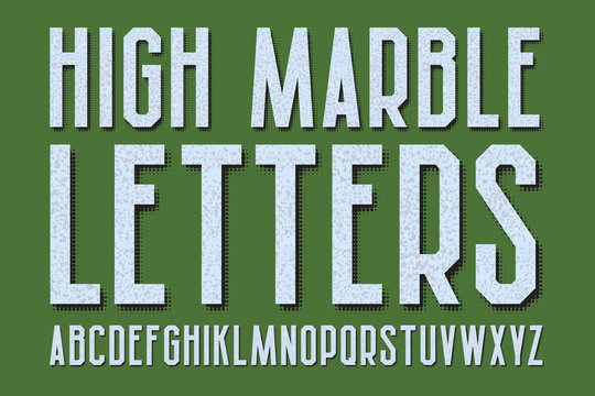 High marble letters with halftone shadow. Isolated english alphabet.