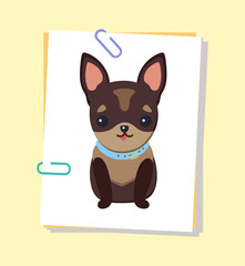 Sticker - Chihuahua Puppy with Collar Vector Illustration