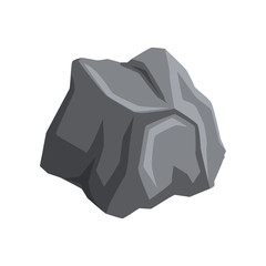 Poster - Gray stone with lights and shadows. Cartoon vector icon of mountain rock. Natural object for creating landscape background of video game
