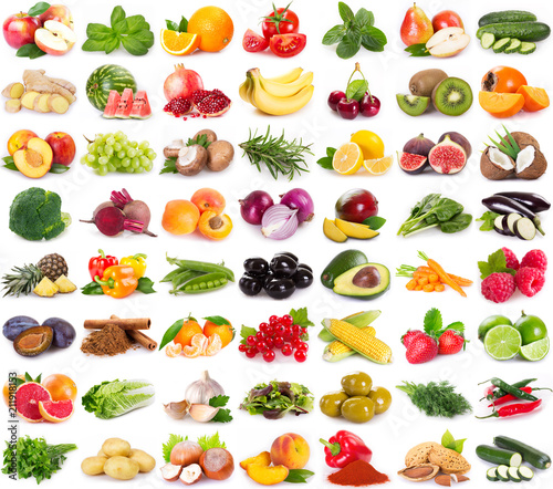 Naklejka owoce collection-of-fresh-fruits-and-vegetables