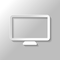 Poster - Computer monitor or modern TV. Simple icon. Paper style with sha