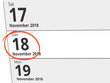 © Eigens - Date Sunday 18 November 2018 circled in red on a calendar