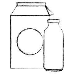 Wall Mural - milk bottle and box vector illustration design