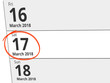 © Eigens - Date Saturday 17 March 2018 circled in red on a calendar