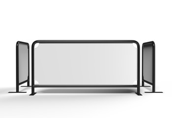 Wall Mural - Blank black tube cafe barrier shop barrier store side sign stand. 3d render illustration.
