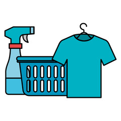 Poster - laundry service basket equipment vector illustration design