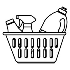 Sticker - laundry service basket equipment vector illustration design