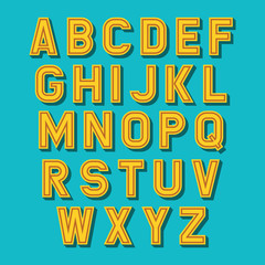 Aufkleber - Vector retro alphabet set. Latin alphabet letters.