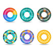 Set of colorful inflatable swim rings
