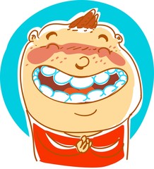 smiling boy funny cartoon sketch style vector illustration