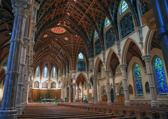 Wall Mural - Chicago, Illinois, USA - June 22nd, 2018. The Holy Name Cathedral in Chicago, Illinois. It is the seat of the Archdiocese of Chicago, one of the largest Roman Catholic dioceses in the United States.