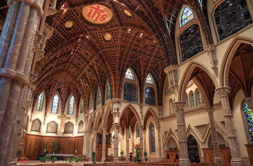 Wall Mural - Chicago, Illinois, USA - June 22nd, 2018. The Holy Name Cathedral in Chicago, Illinois. It is the seat of the Archdiocese of Chicago, one of the largest Roman Catholic dioceses in the United States.