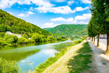 Beautiful Meuse river in the French Ardennes, Region Grand Est, Champagne-Ardenne, Franche