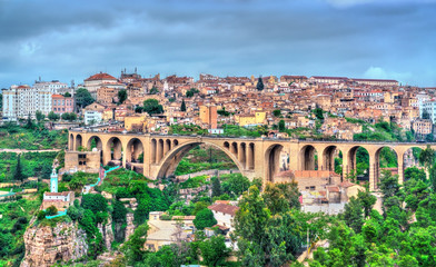 Sticker - The Sidi Rached Viaduct across the Rhummel River Canyon in Constantine, Algeria