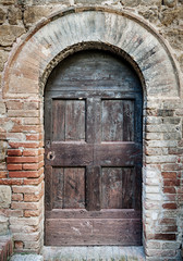 vintage door of small village