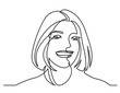 © OneLineStock - continuous line drawing of happy woman portrait on white background