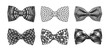 The monochrome set of stylish bow ties on a white background. Vector illustration.