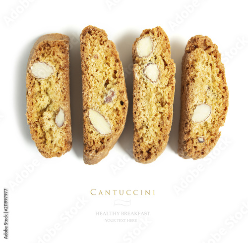 Cuadros en Lienzo Flat lay, top traditional italian cantuccini cookies as background