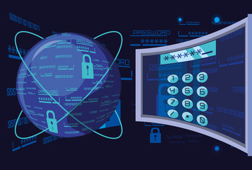 data security technology set icons vector illustration design