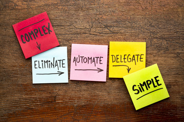 Sticker - Task management concept: eliminate, automate, delegate