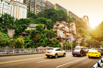 China Chongqing traditional houses on stilts