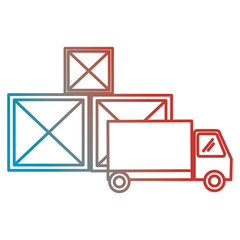 Sticker - truck delivery with wooden boxes