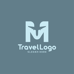 Flat Modern M Initial Travel logo designs concept vector