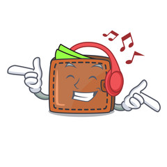 Sticker - Listening music wallet mascot cartoon style