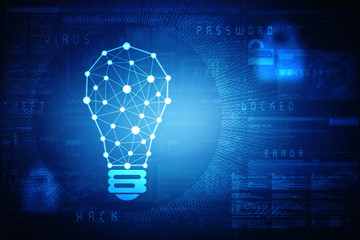 Poster - 2d rendering led white lightbulb
