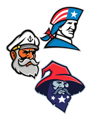 Wall Mural - Patriot, Seadog and Warlock Mascot Collection