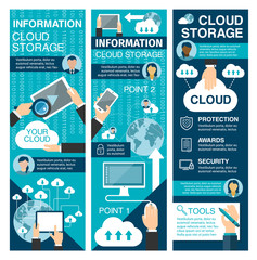 Poster - Cloud storage flat banner for network technology