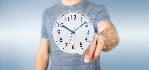Poster - Man holding a clock timer 3d rendering