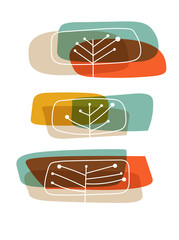 Poster - Abstract trees, mid-century modern style, eps10 vector