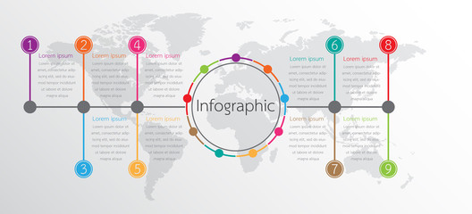 Poster - Vector infographic templates used for detailed reports. All 9 topics.