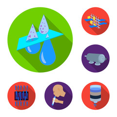 Wall Mural - Water filtration system flat icons in set collection for design. Cleaning equipment vector symbol stock web illustration.