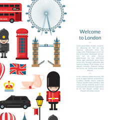 Poster - Vector cartoon London sights banner