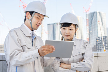 Wall Mural - portrait of asian engineer in construction site