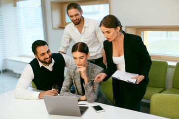 Wall Mural - Business Meeting. People Work On Computer In Modern Office