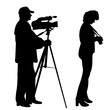 silhouette of girl with camera
